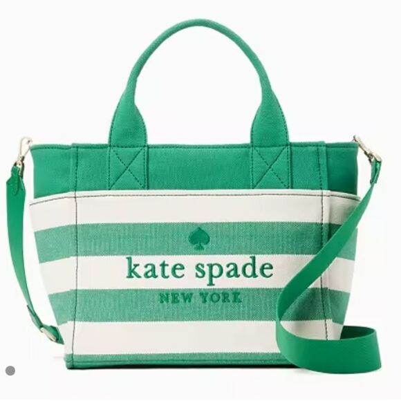 Kate Spade Jett Beach Time Stripe Small Tote in Green Bean - Picture 1 of 12